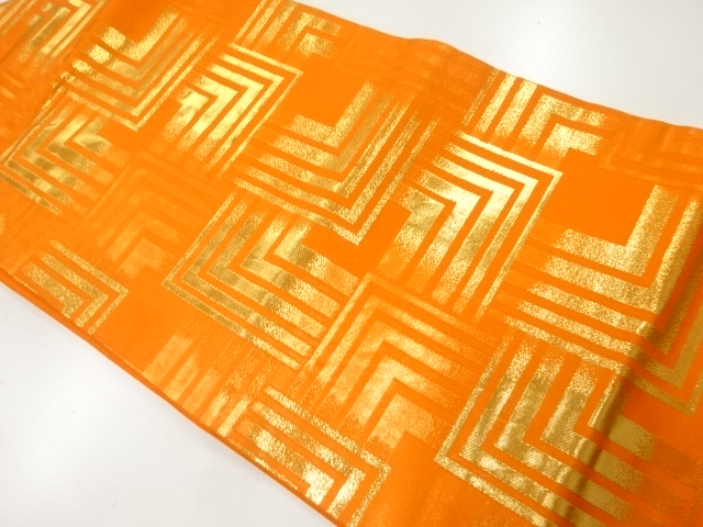 リサイクル　川島織物製　幾何学模様織出し名古屋帯